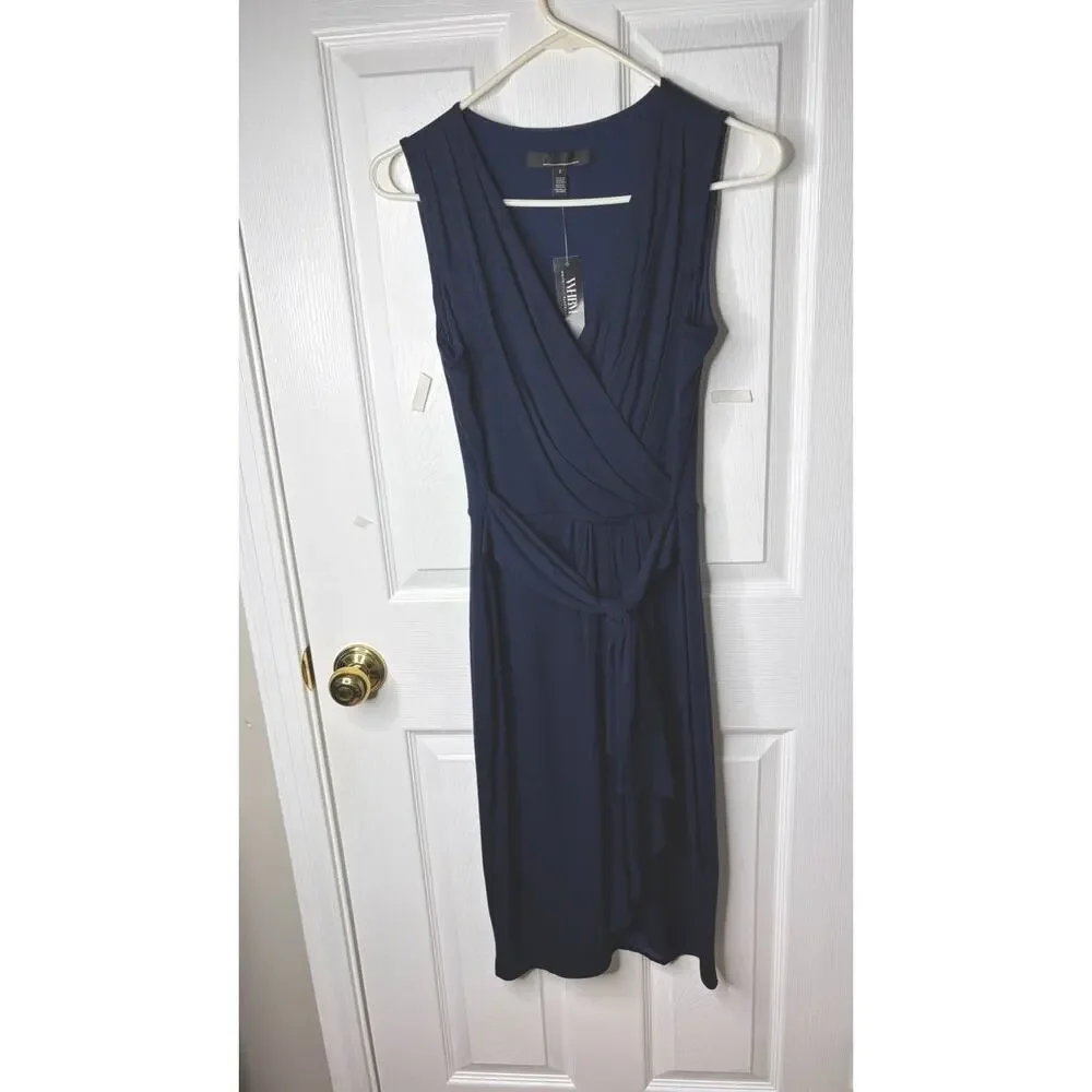 NWT $130 White house black market Dress Sleeveless Wrap Dress Womens WHBM 2